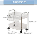 2-Tier Utility Rolling Cart Storage Organizer Sofa Side Table - Image 7