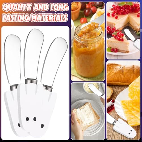 Sieral 10 Pcs Ghost Cheese Spreader Knives Halloween Wooden Handle