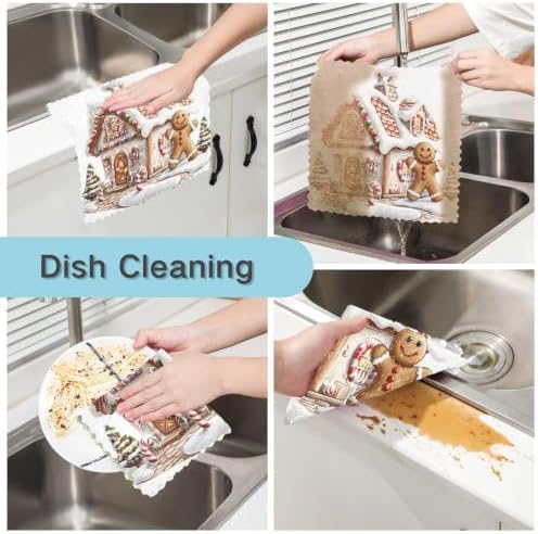 senya Kitchen Dishcloths Cute Gingerbread Candy Cloth Dish Towels