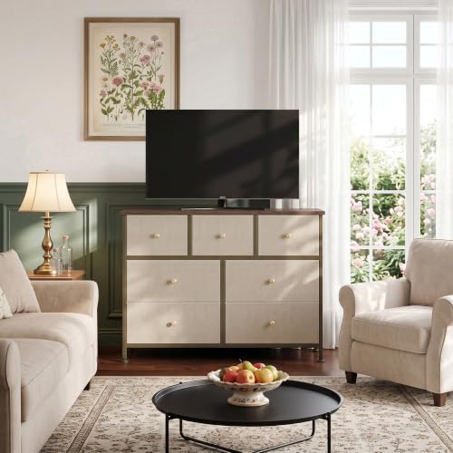 7 Drawer Dresser for Bedroom, Fabric Storage Drawer Unit