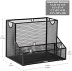 Mind Reader Metal Mesh Desktop Organizer with Hanging File Storage, Black