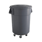 55 Gallon Gray Round Commercial Trash Can by Krollen+Industrial