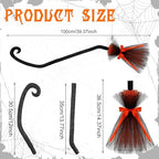 Lenwen 3 Pcs Witch Broom Plastic Halloween Costume, Black, Purple, Orange