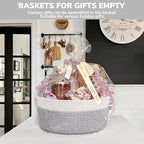 CHICVITA Large Rope Gift Basket Empty with Bags & Ribbon to Fill, Grey