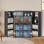 VEVOR Media Storage Cabinet, DVD Cabinet with Doors and Shelves, CD Storage, Adjustable DVD Shelf, Protects & Organizes Music, Movie, Video Games or Collections-Espresso