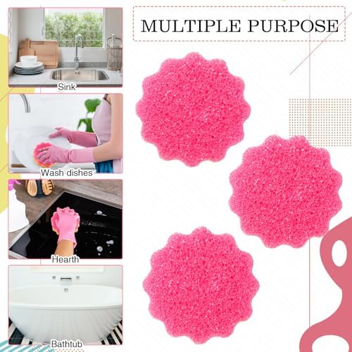 FillTouch Flower 3 Pcs Scrub Sponge, Pink - Image 4