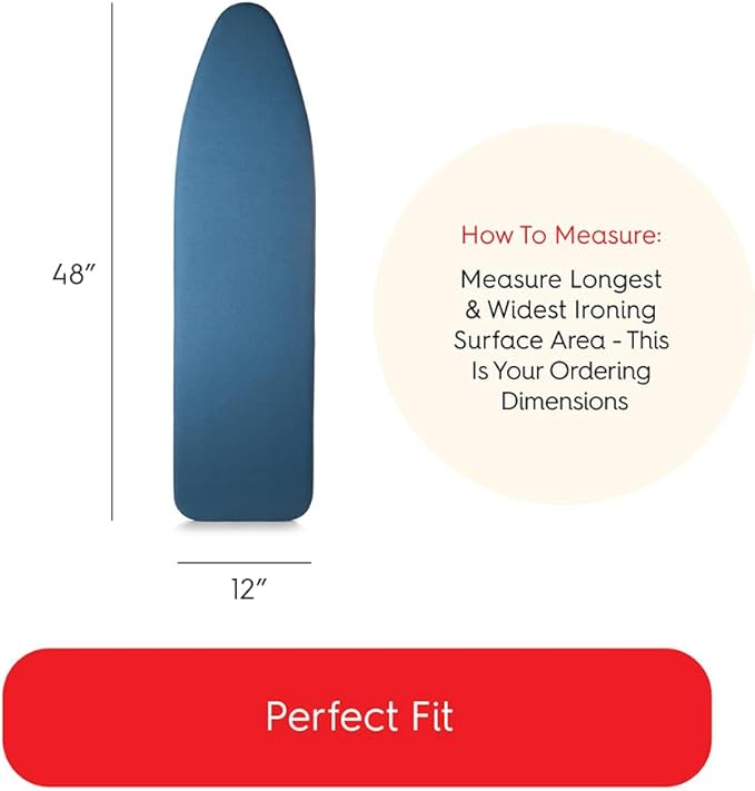 TIVIT Ironing Board Cover 12 x 48, Performance Grade Titanium Coated Pro Grip - Image 3