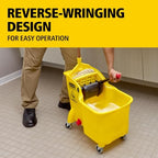 Rubbermaid Commercial Products Tandem Mop Bucket, Drain, Yellow, 31-Quart