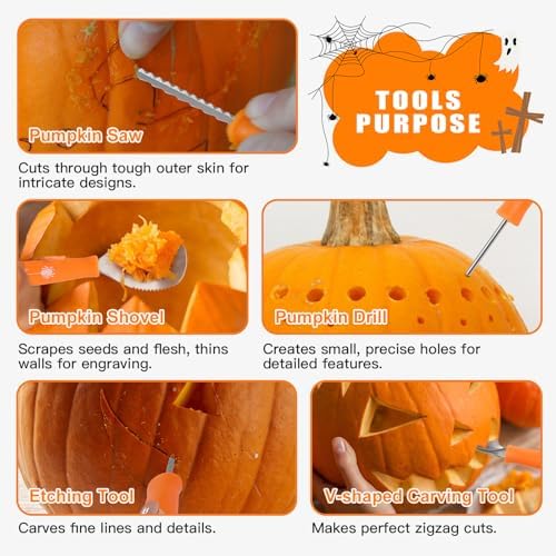 ITREOZA 10PCS Heavy Duty Pumpkin Carving Kit, Stainless Steel