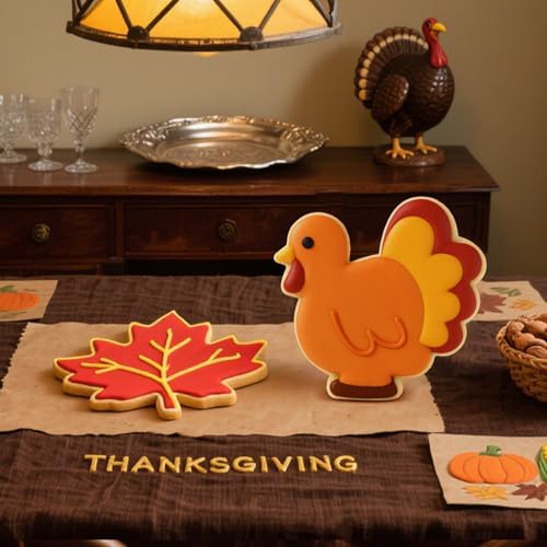 Teenyyou 2pcs Extra Large 8" Thanksgiving Cookie Cutter, Maple Leaf, turkey