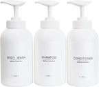 Frosted Pearl White Shampoo and Conditioner Bottles, Refillable Apothecary by Gails+Willing
