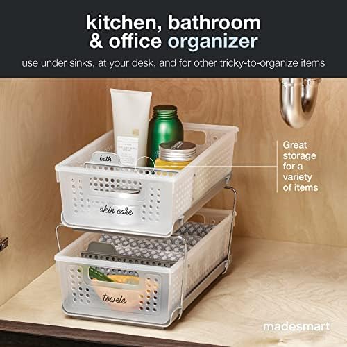 madesmart Two Tier Organizer with Dividers, Frost