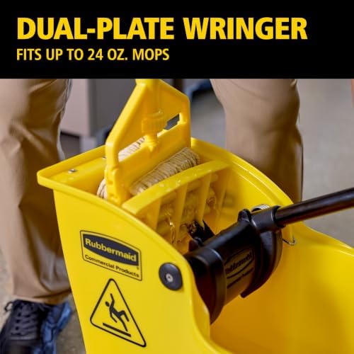 Rubbermaid Commercial Products Tandem Mop Bucket, Drain, Yellow, 31-Quart