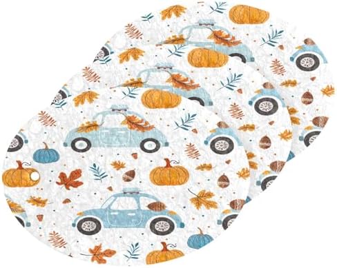 YETTASBIN Thanksgiving Pumpkin Car 3PCS Wood Pulp Scrub Sponges, Reusable Absorbent Household Cleaning Sponge Non-Scratch Kitchen Dish Sponges, Multi-Surface Safe Scrubber for Nonstick Pans, Pots by Unknown