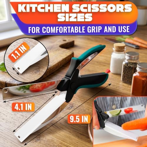 2 in 1 Kitchen Scissors for Food with Cutting Board, Safety Lock - Image 2
