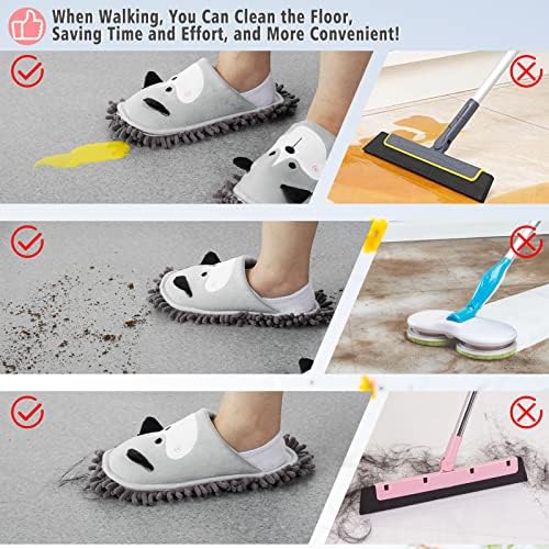 Detachable Dog Mop Slippers for Floor Dusting, Gray