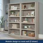 Sauder 5 Tier Book Shelf Wooden Bookcase Multipurpose Bookshelf for Home Office, Living Room, in Chalked Chestnut