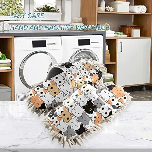 Fisyme Mop Slippers Soft Washable Microfiber Super Chenille Mopping House Home Shoes Mop Slippers for Floor Cleaning