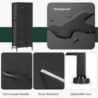 5 Drawers Dresser for Bedroom Fabric Storage Tower with Wooden Top