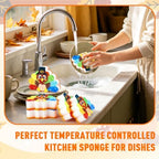 AnyDesign 6Pcs Thanksgiving Kitchen Sponge Funny Cartoon Turkey Shaped Dish Washing Sponge Fall Turkey Dual Sided Non Scratch Scrubber for Autumn Home Kitchen Household Supplies - Image 6
