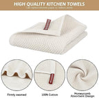 Nialnant 6 Pack Kitchen Towels,100% Cotton Waffle Weave Dish Towels for Drying Dishes,Extra Soft & Absorbent Hand Towels-13 x 28 Inch,Beige - Image 3