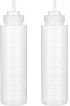 Squeeze Bottles for Sauces 2 Pack, 27 Ounce 800ml Plastic Dressing Squirt by Katfort