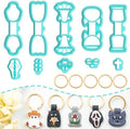 Tainsky Halloween Shapes Keychain Polymer Clay Cutter, 10 Shapes Fall Polymer Clay Keychain Cutters (B)