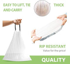1.6 Gallon/220pcs Strong Drawstring Trash Bags Garbage Bags by Teivio, Bathroom - Image 4