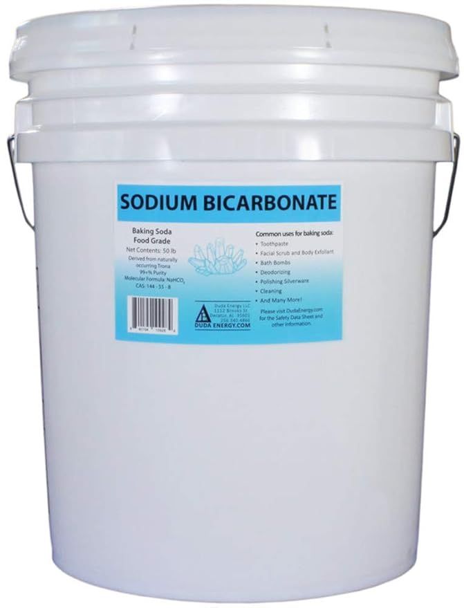50 lb Pail of USP Pure Sodium Bicarbonate Powder Organic Food Grade Listed Pure by Duda+Energy