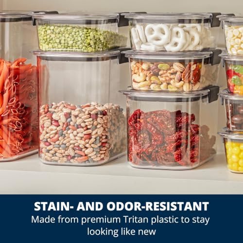 Rubbermaid Brilliance BPA-Free Food Storage Containers with Lids Airtight Kitchen and Pantry Organization Set Includes 3 Containers and Scoops Clear 16 cups