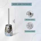 Escenzy Modern Toilet Brush and Holder Set Mosaic Glass | Non-Rustic Stainless - Image 5