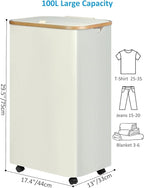 efluky Laundry Basket with Wheels, Tall Rolling Laundry Hamper with Lid and - Image 2
