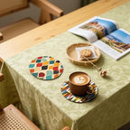 Middle Ages Coasters Leather Round Drink Coasters 6 Pcs Set with Holderor for Cup Drink Coffee Table Bar Home Decor