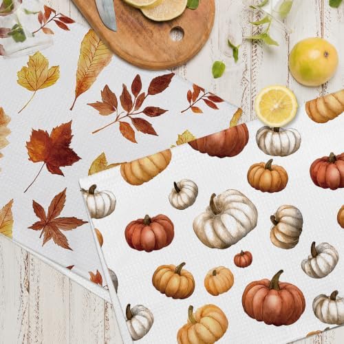 Fall Leaves Pumpkin Kitchen Towels Decorative 16x24 Set of 2 - Image 6