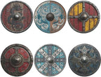 Viking Shield Coasters Leather Round Drink Coasters 6 Pcs Set with Holderor for Cup Drink Coffee Table Bar Home Decor