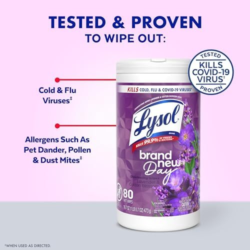 Lysol Disinfecting Wipes, Multi-Surface Cleaner, Lavender, 80 ct.