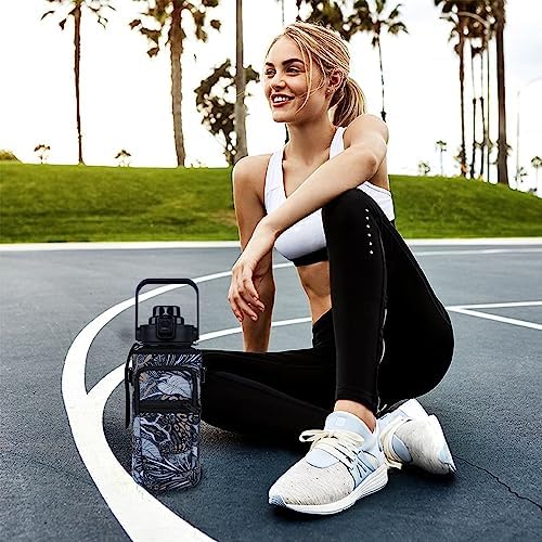 Leopards print Half Gallon Water Bottle with Sleeve, 64 OZ