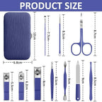 BLESWIN Manicure Set, 10 in 1 Professional Manicure and Pedicure Kit, Nail Care Kit for Women, Mens Nail Grooming Kit, Portable Nail Clipper Set Blue Leather Case for Travel Home - Image 4