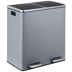 16 Gallon Rectangular Stainless Steel Trash Can, Dual Compartment Garbage Bin by ComfyCorner
