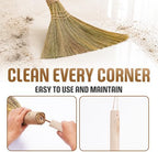 Natural Whisk Sweeping Hand Handle Broom - Brooms for Wedding Jumping Ceremony Halloween DIY Decoration - Vietnamese Straw Soft Broom - 12.2" Width, 27.95" Length
