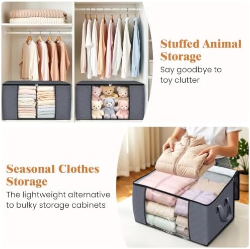 Fab totes 6 Pack Storage Bags for Clothes Blanket Storage Bins with Lids