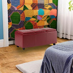 SIMPLIHOME Avalon 42 inch Wide Contemporary Rectangle Storage Ottoman in Red - Image 2