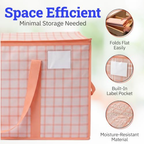 DURASACK Collapsible 26-Gallon Storage Bags, Pink Plaid, Pack of 2