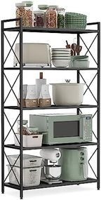 SONGMICS 5-Tier Steel Storage Rack, Shelving Unit with X Side Frames