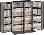 VEVOR Media Storage Cabinet, DVD Cabinet with Doors and Shelves, CD Storage, Adjustable DVD Shelf, Protects & Organizes Music, Movie, Video Games or Collections-Espresso