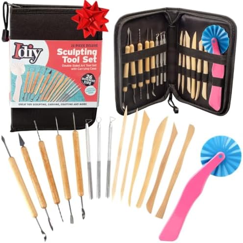 Pottery Tool Starter Kit, 15pc Clay Sculpting Set, Pumpkin Carving Tools