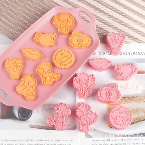 BESEK Valentine's Day Cookie Cutters: With Plunger Stamps Set, 8pcs 3D Embossing Cutters For Biscuit Fondant Cheese Baking Molds - Image 4