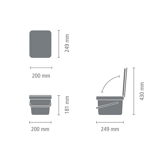 Brabantia Sort & Go Food Trash Can Small Countertop Kitchen Compost Caddy - Image 8