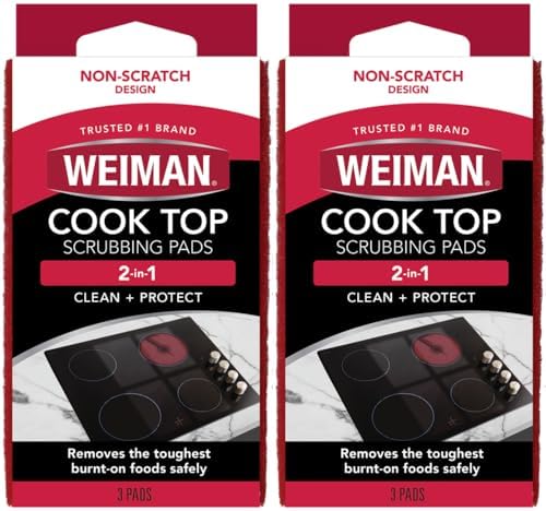 Weiman 6 Count Cooktop Scrubbing Pads, Removes Burnt-on Food, Scratch Free