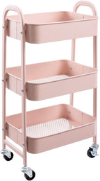 AGTEK Makeup Cart, Movable Rolling Organizer Cart, 3 Tier Metal Utility Cart by AGTEK